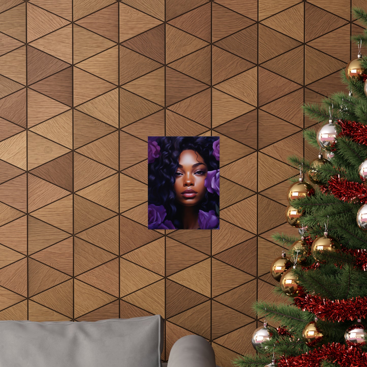 Beautiful Black Woman With Purple Flowers - Vertical Poster - #1
