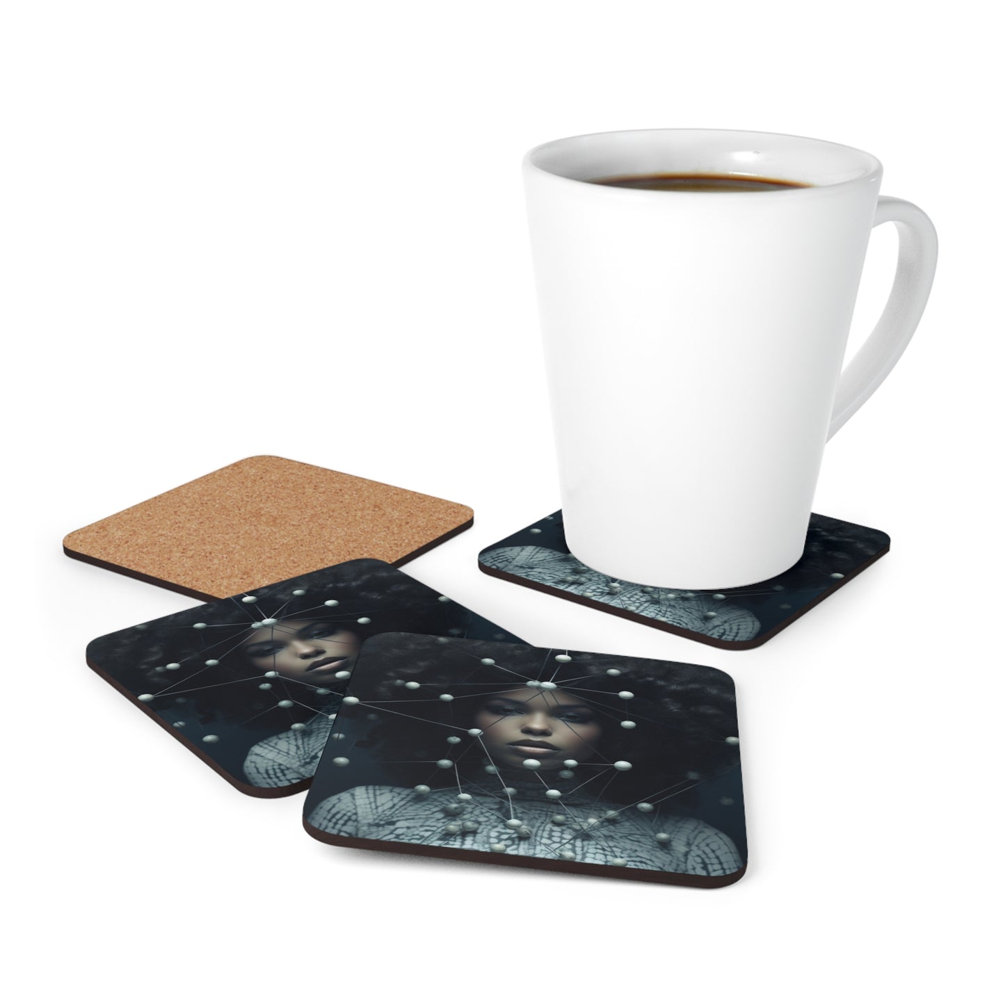 Futuristic Warrior Queen Corkwood Coaster Set of 4