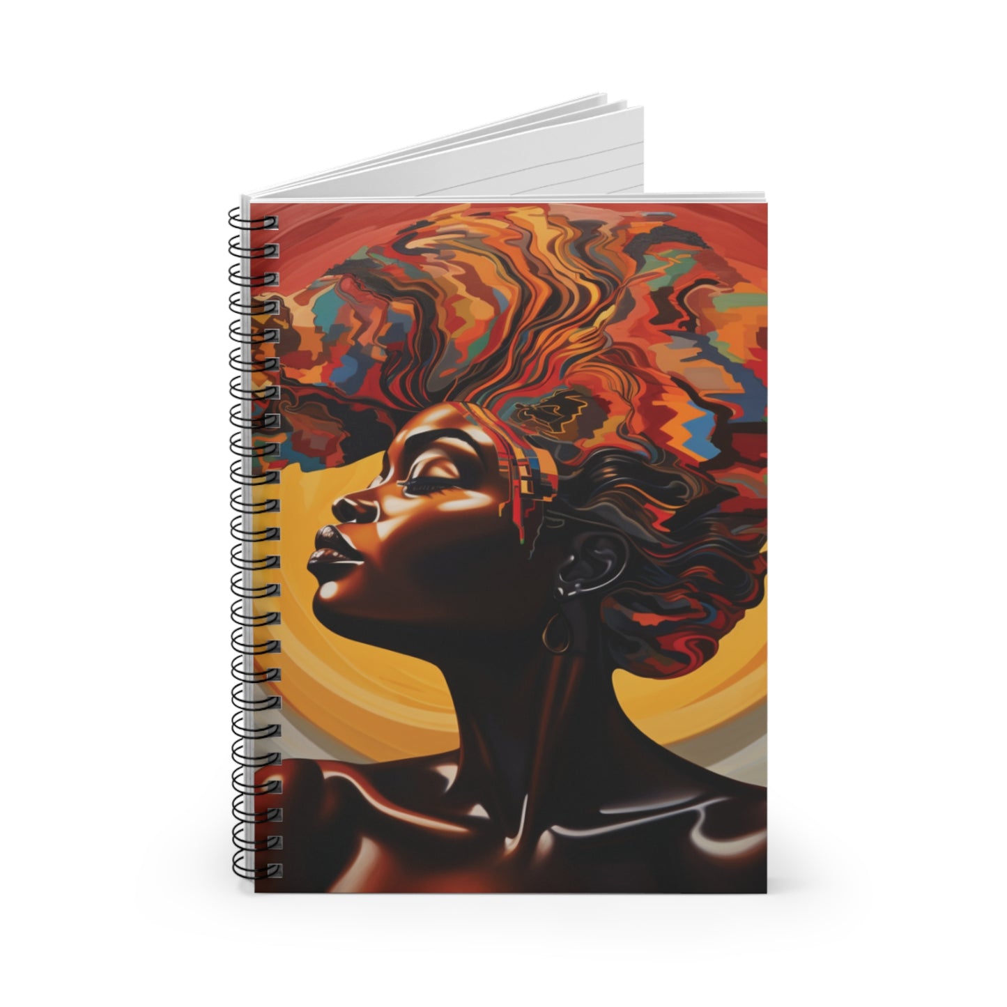 Colorful Black Woman Mane Spiral Notebook
