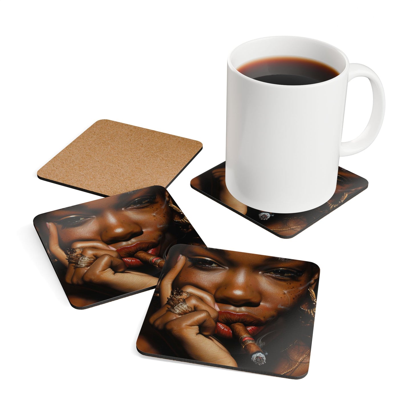Cigar Diva Corkwood Coaster Set of 4
