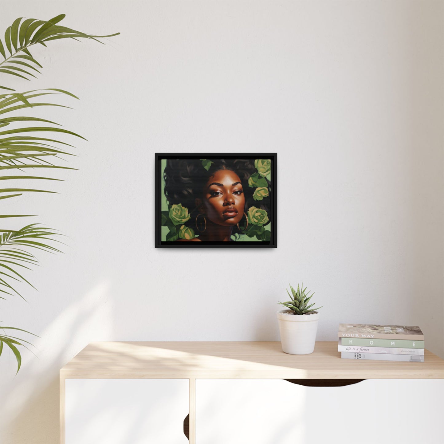 Emerald Elegance Canvas With Black Frame