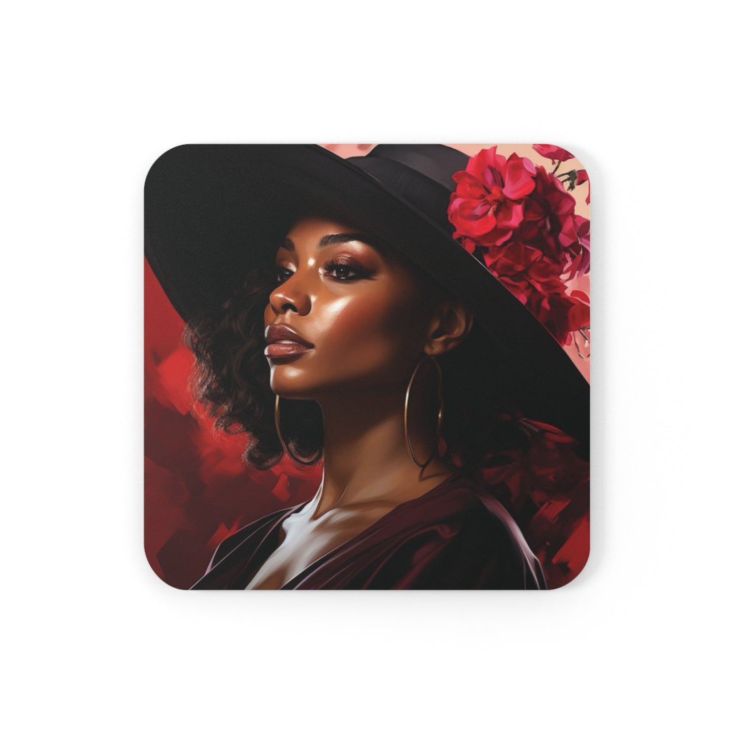 Beautiful Woman Corkwood Coaster Set of 4