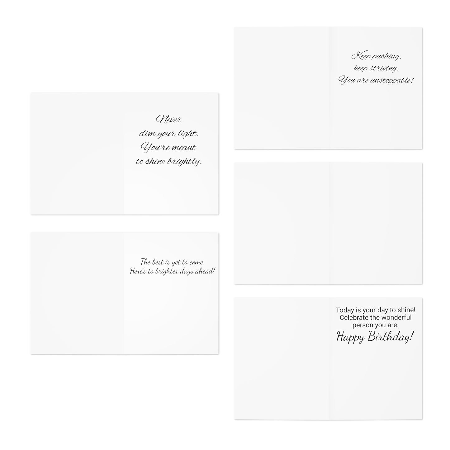 Beauty Unbound with Daisies Greeting Cards (5-Pack: included 1 - blank, 1 - happy birthday, 3 - support/encouragement)