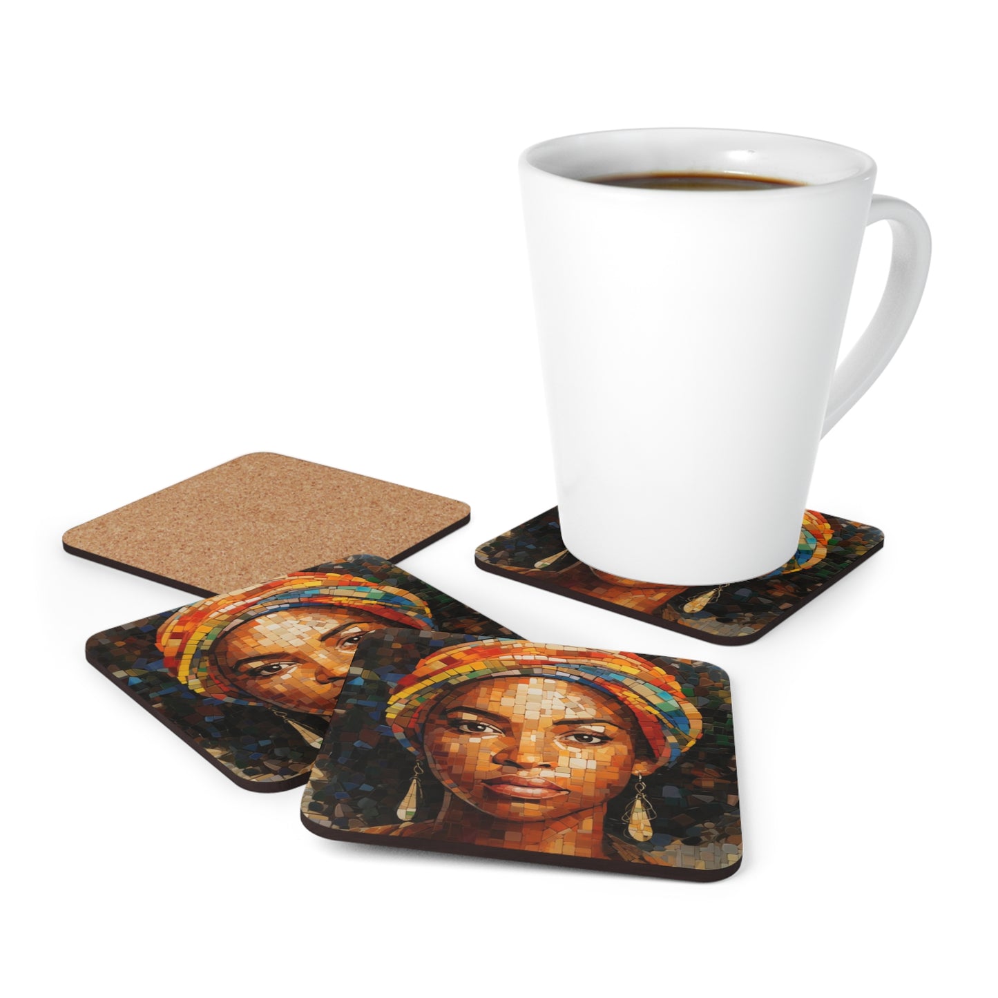 Mosaic Queen Corkwood Coaster Set of 4