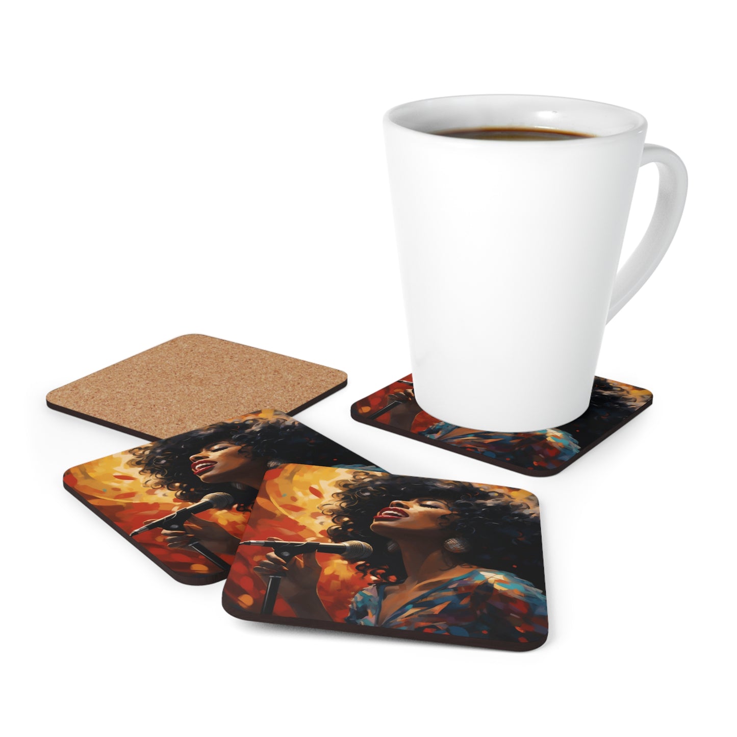 Vintage Microphone Magic Corkwood Coaster Set of 4