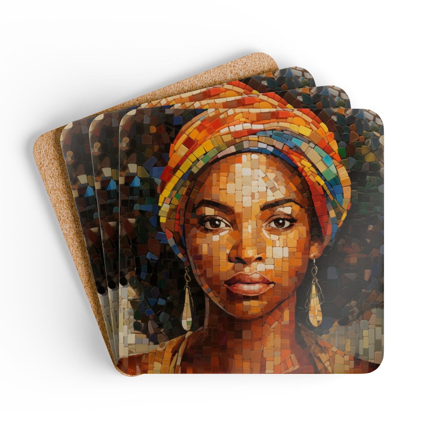 Mosaic Quee Corkwood Coaster Set of 4