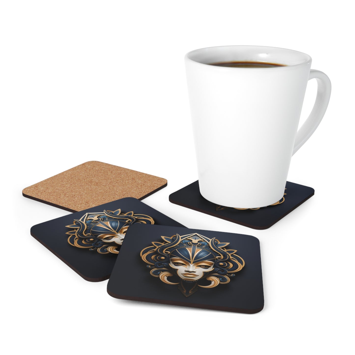 Afrocentric Inspired Masks Corkwood Coaster Set of 4