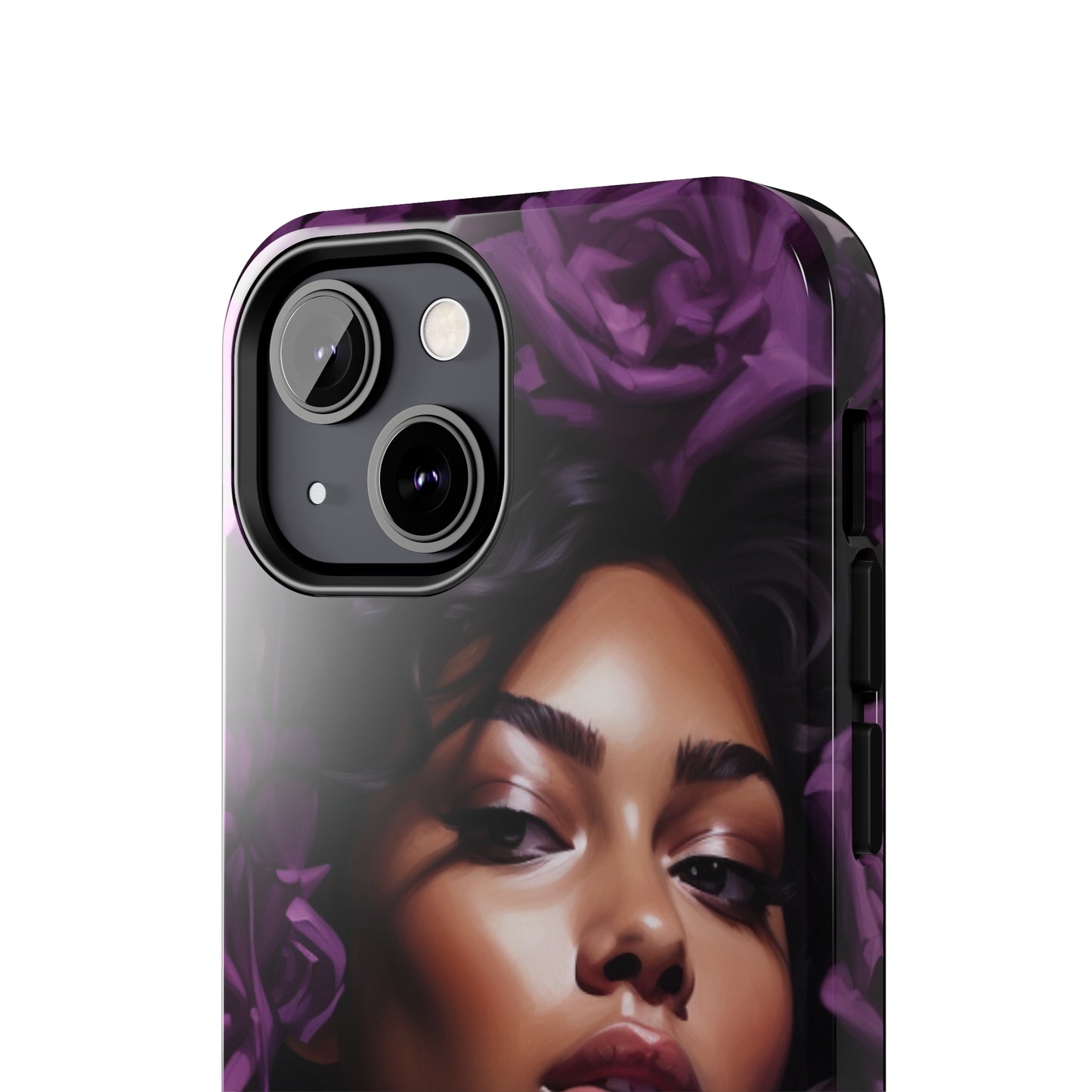 Beautiful Black Woman With Purple Flowers Tough Case For iPhone - #2