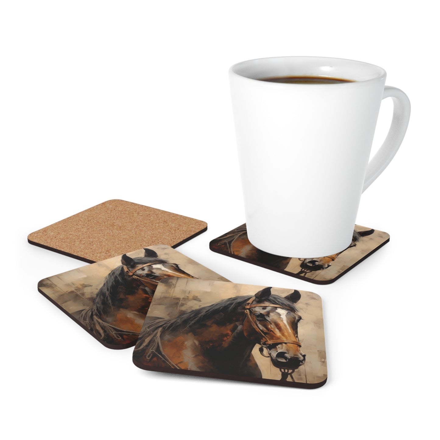 Serene Stallion Corkwood Coaster Set of 4