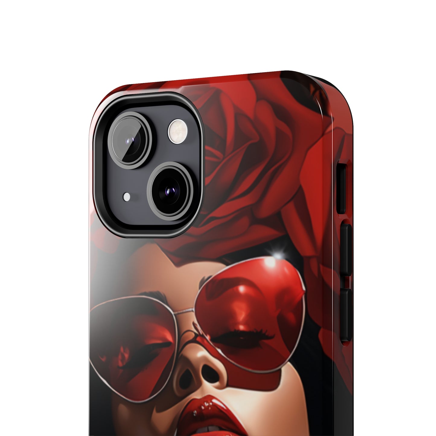 Beautiful Black Woman With Red Flowers Tough Case For iPhone