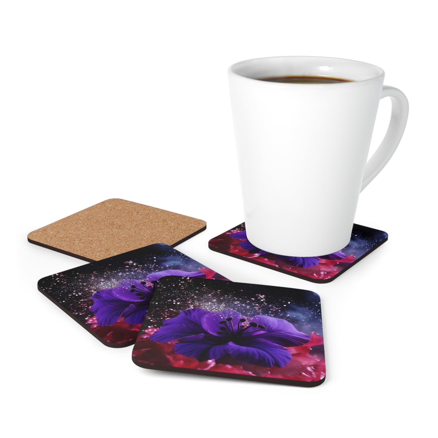 Violets Corkwood Coaster Set of 4