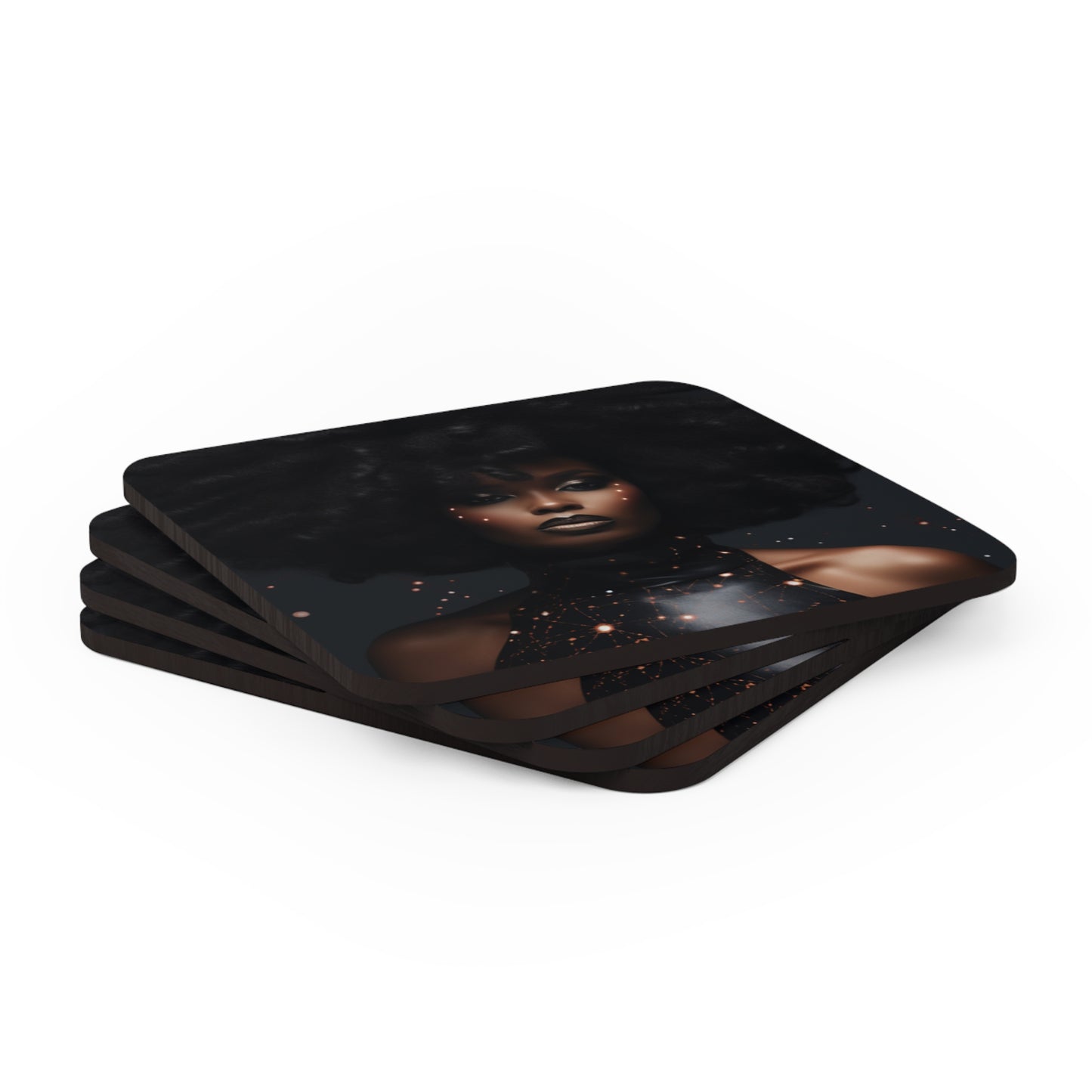 Futuristic Radiant Queen Corkwood Coaster Set of 4
