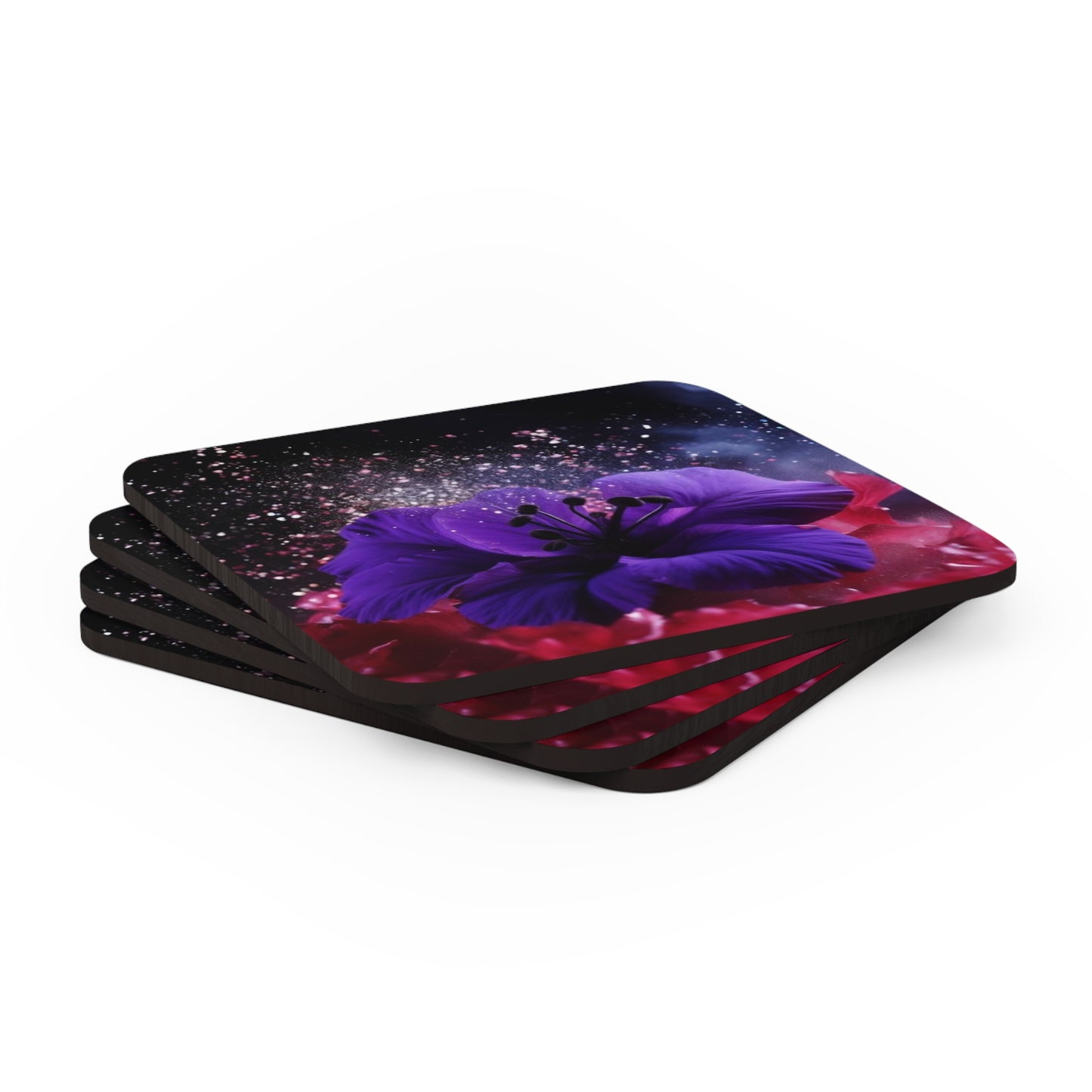 Violets Corkwood Coaster Set of 4