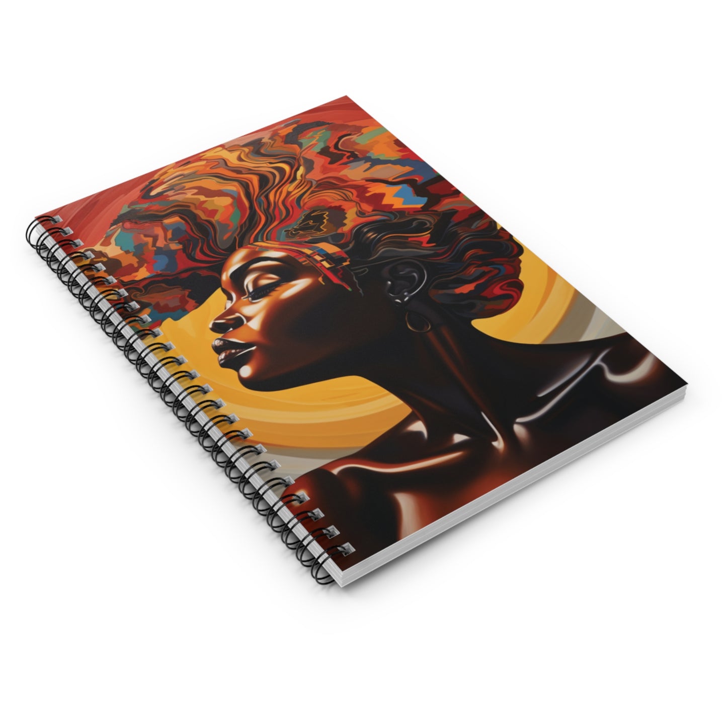 Colorful Black Woman Mane Spiral Notebook