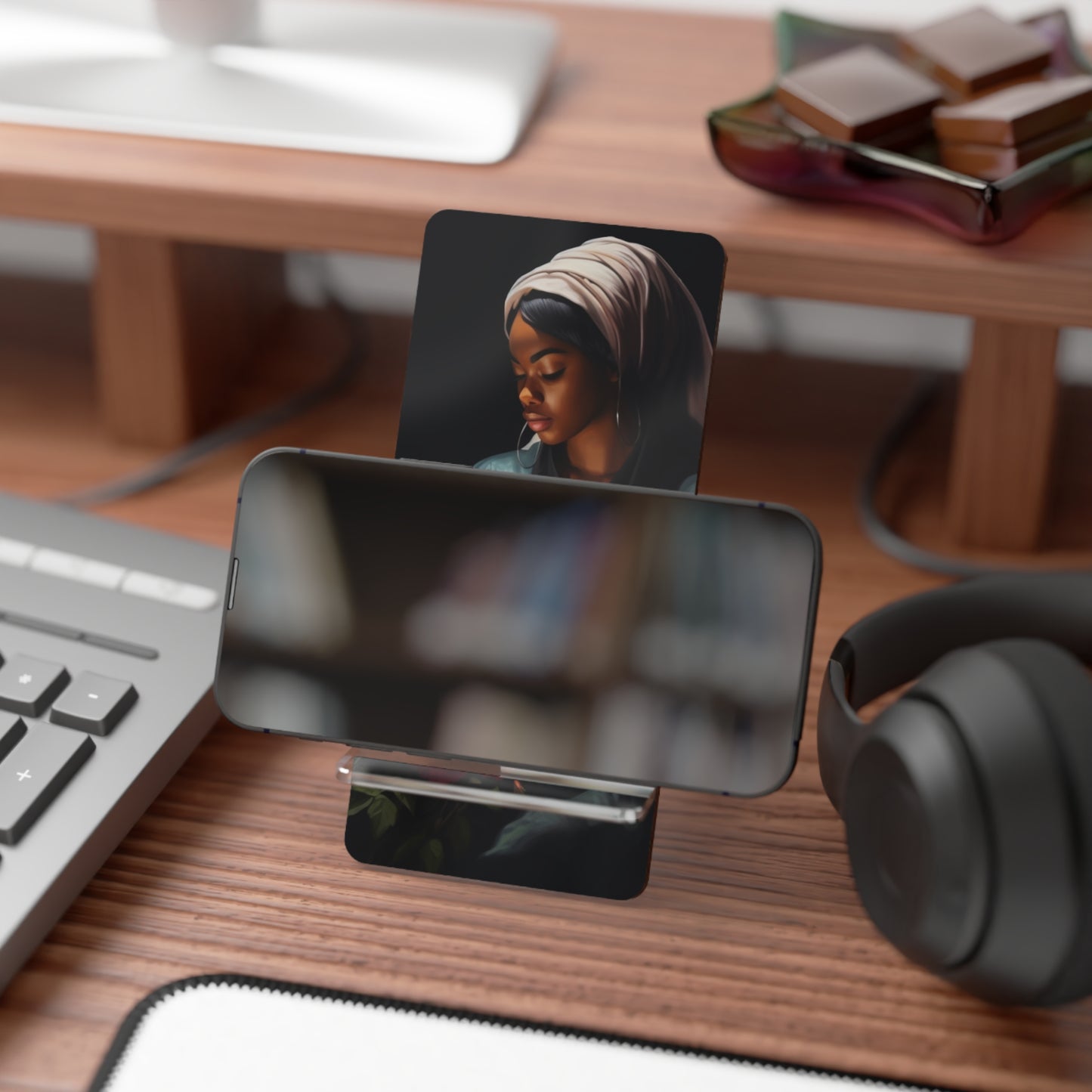 Peaceful Beautiful Black Woman Mobile Display Stand
