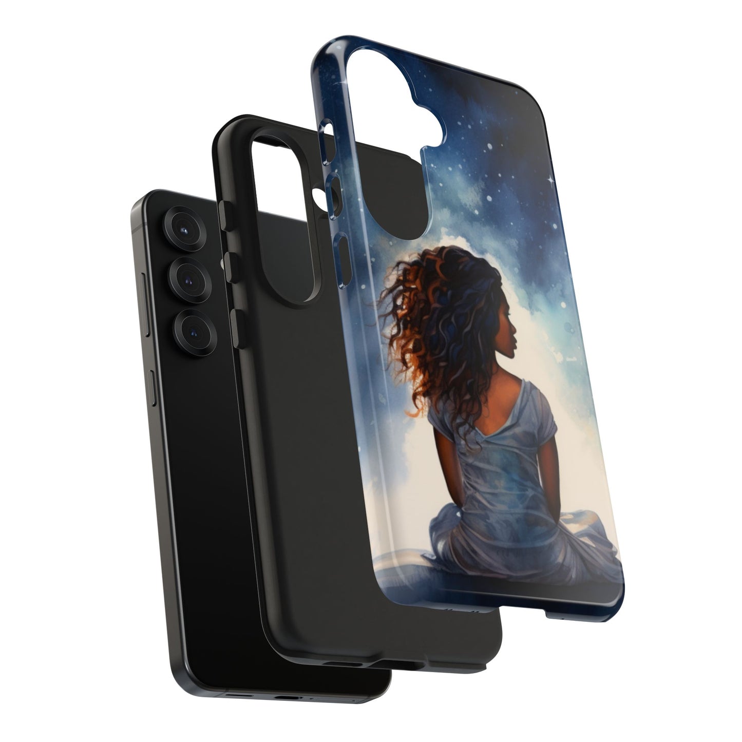Beautiful Black Woman and Starry Night Tough Phone Case
