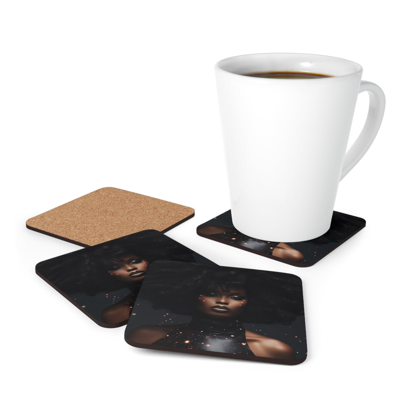 Futuristic Radiant Queen Corkwood Coaster Set of 4