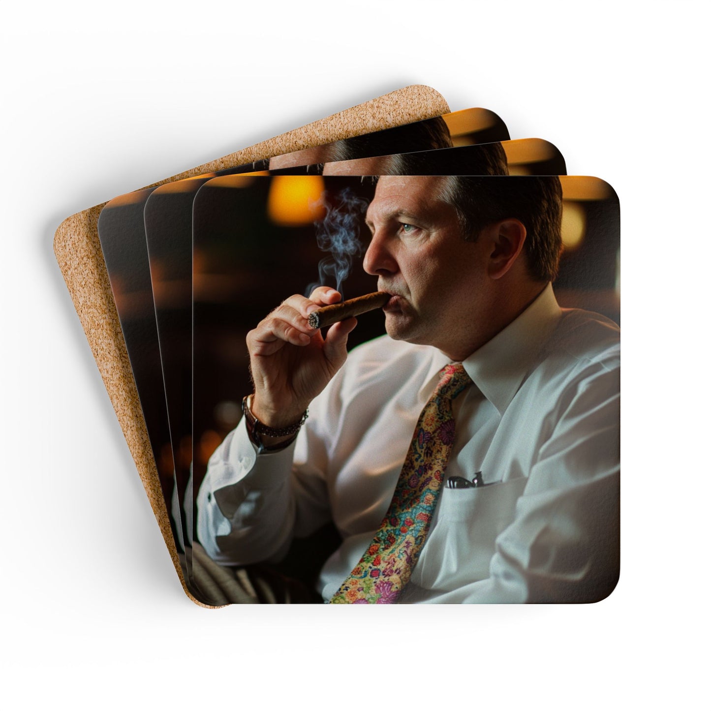 The Smoke Break Corkwood Coaster Set of 4