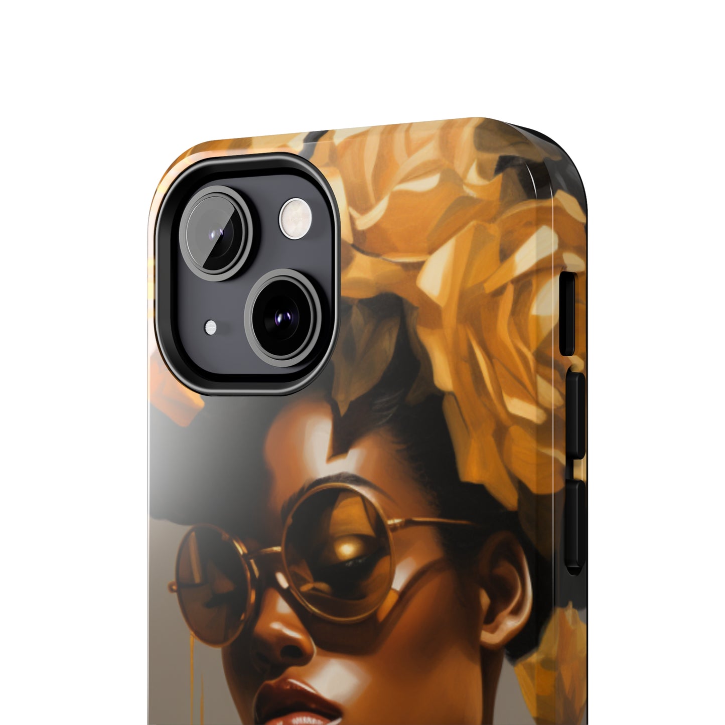 Beautiful Black Woman With Gold Flowers Tough Case For iPhone - #3