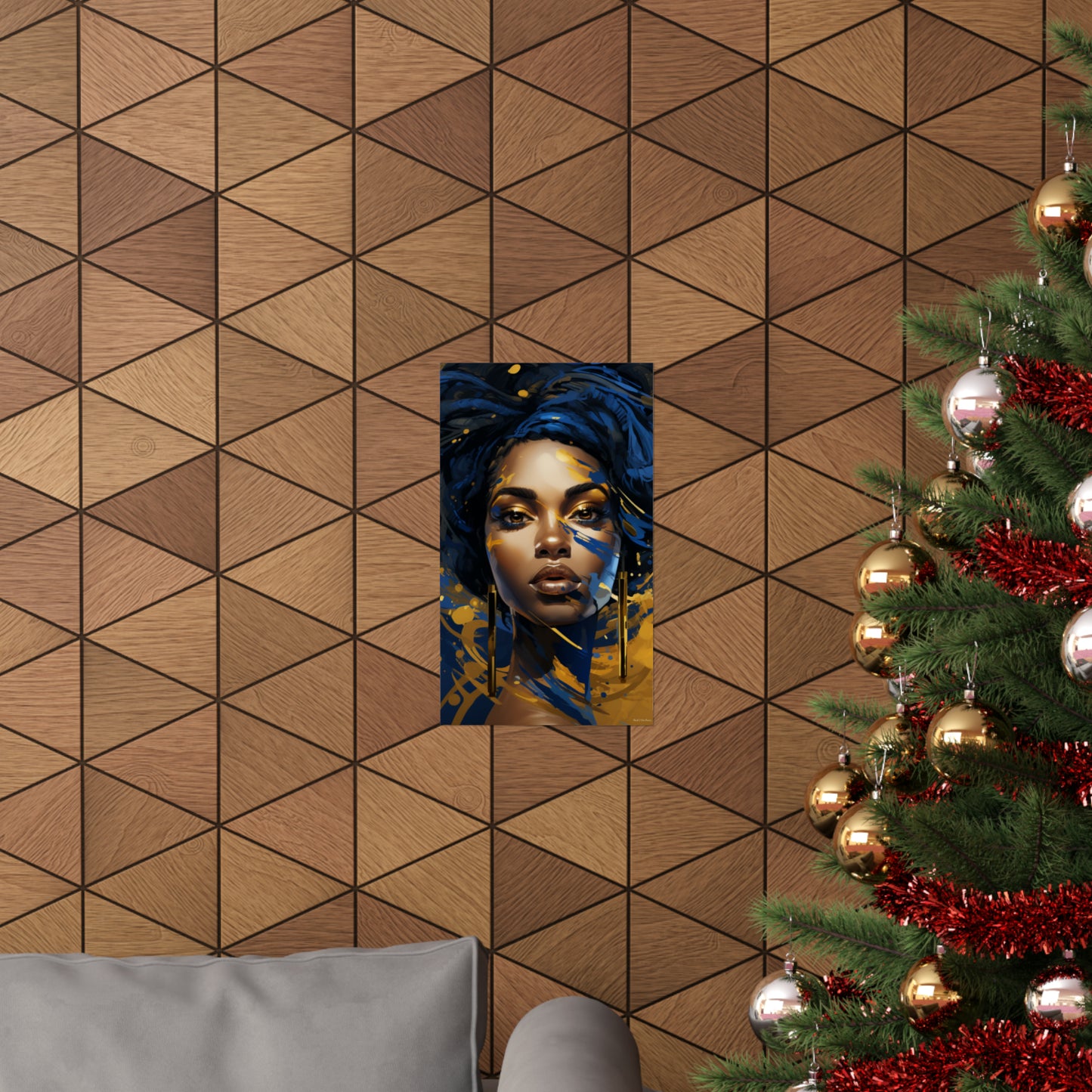 Stunning In Blue and Gold Black Woman Vertical Poster