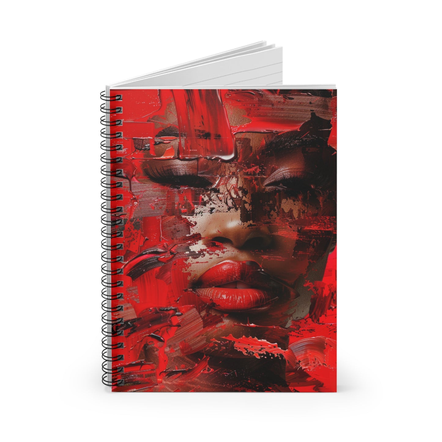 Red Faced Woman Spiral Notebook - Ruled Line