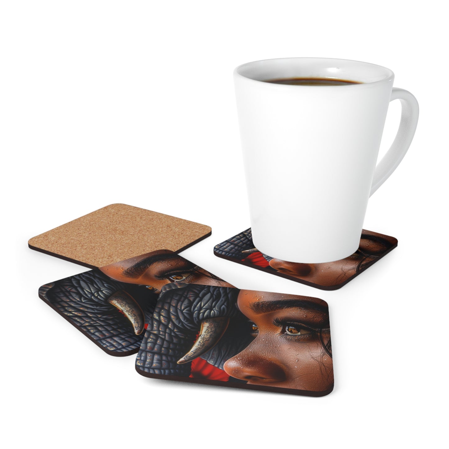 Elephant and a Diva Corkwood Coaster Set