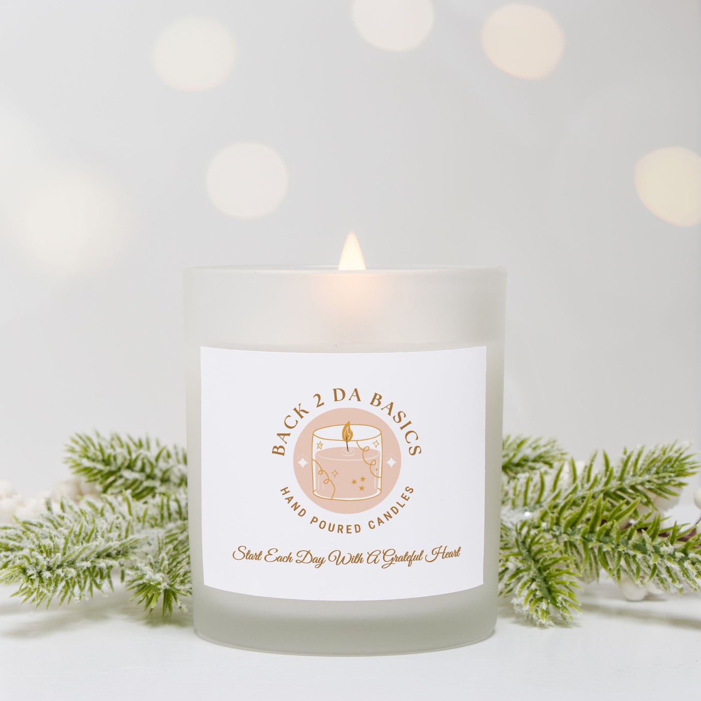 Grateful Heart Candle Frosted Glass (Hand Poured 11 oz)
