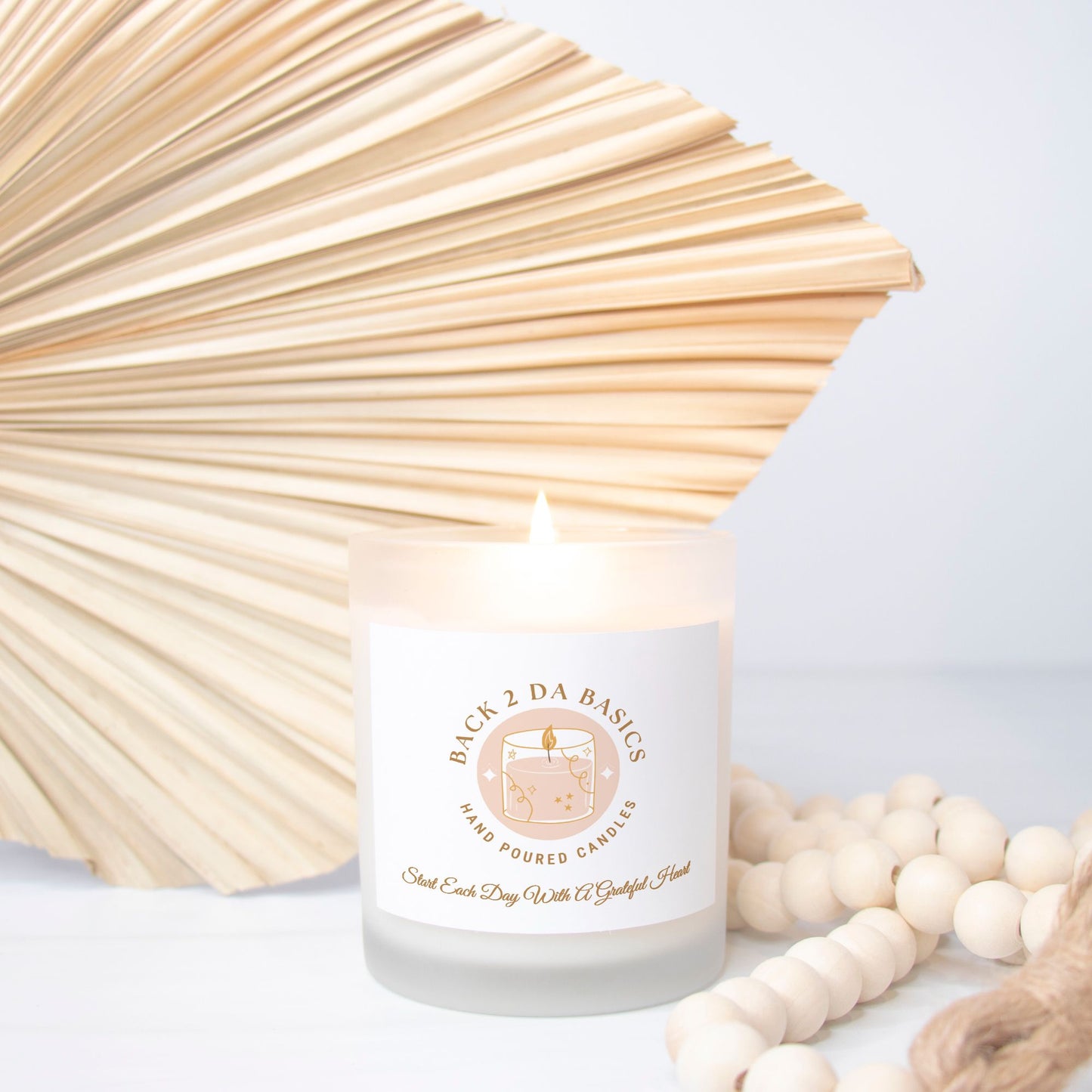 Grateful Heart Candle Frosted Glass (Hand Poured 11 oz)