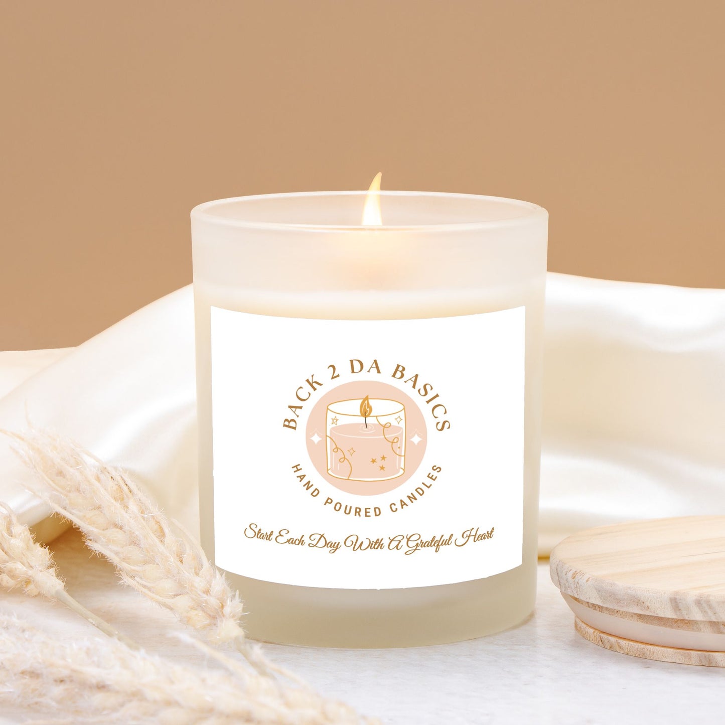 Grateful Heart Candle Frosted Glass (Hand Poured 11 oz)