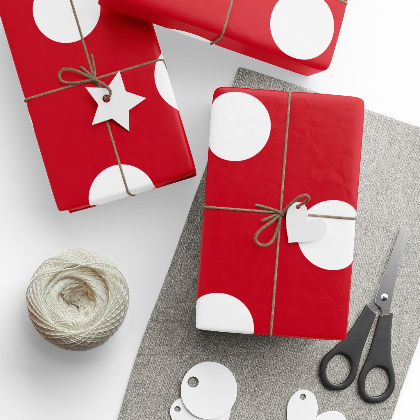 Red With White Polka Dots Wrapping Paper Roll — Metallic Gift Wrap for Holidays & Weddings