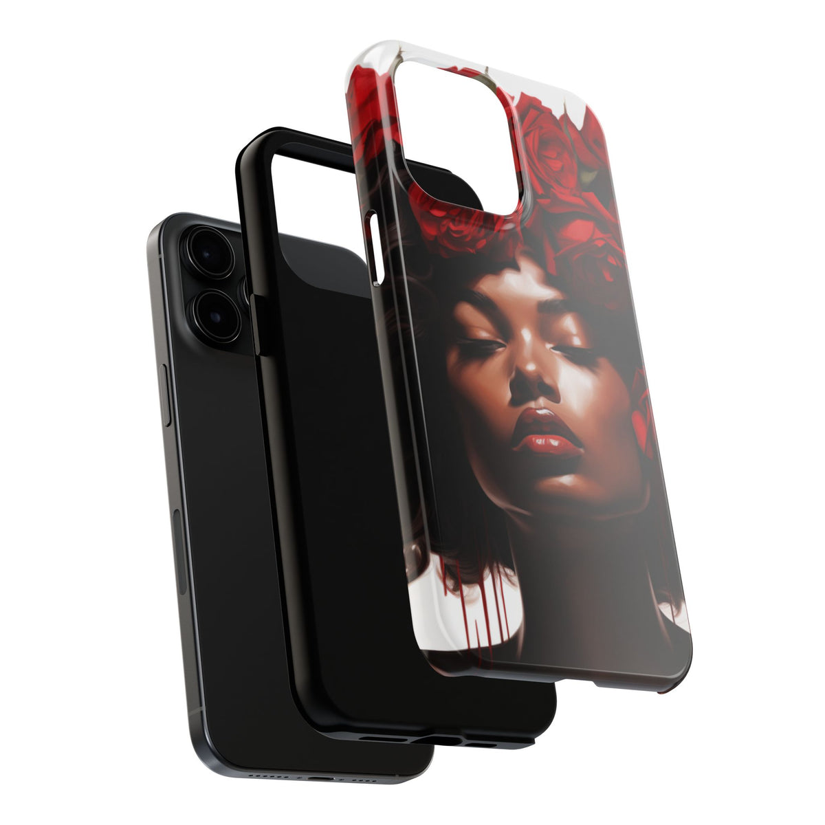 Beautiful Black Woman With Red Flowers Tough Phone Case