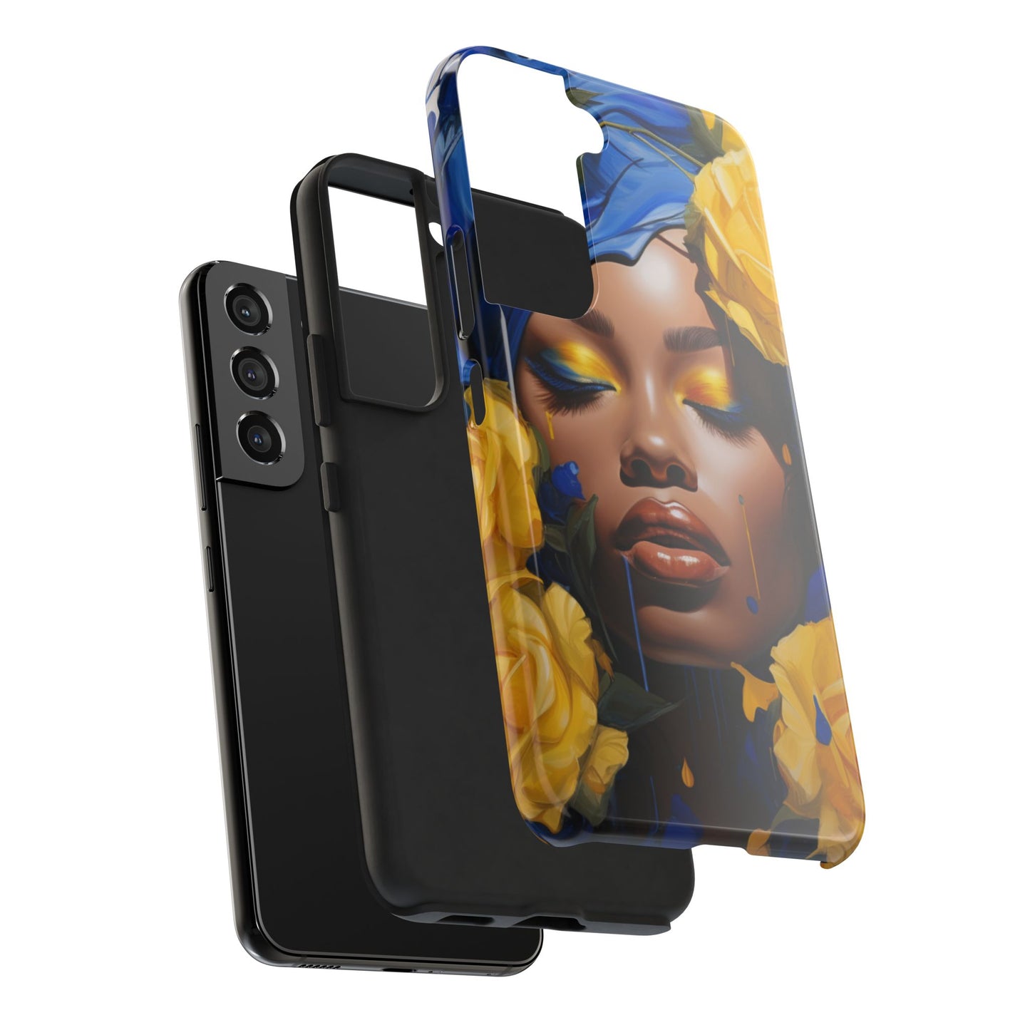 Stunning in Blue and Gold Beautiful Black Woman Tough Phone Case