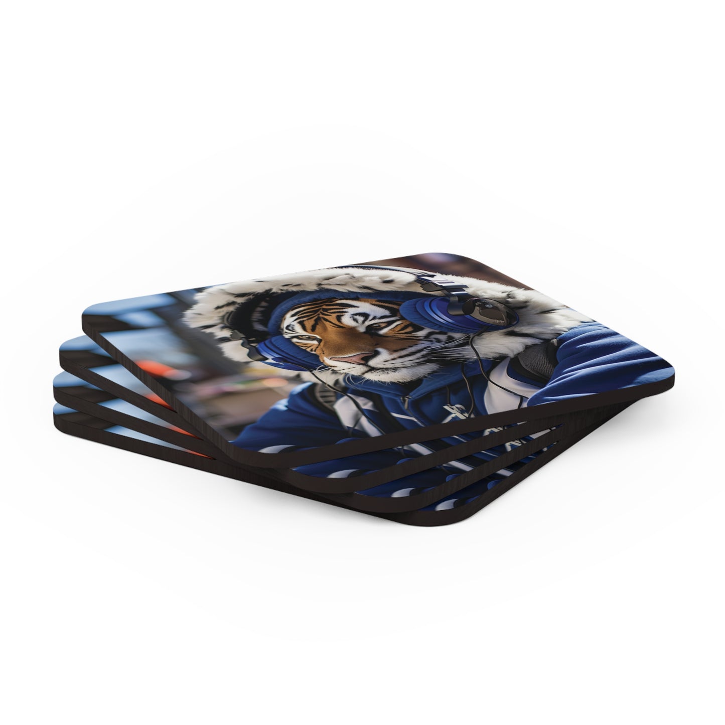 Chillin' Tiger Corkwood Coaster Set of 4