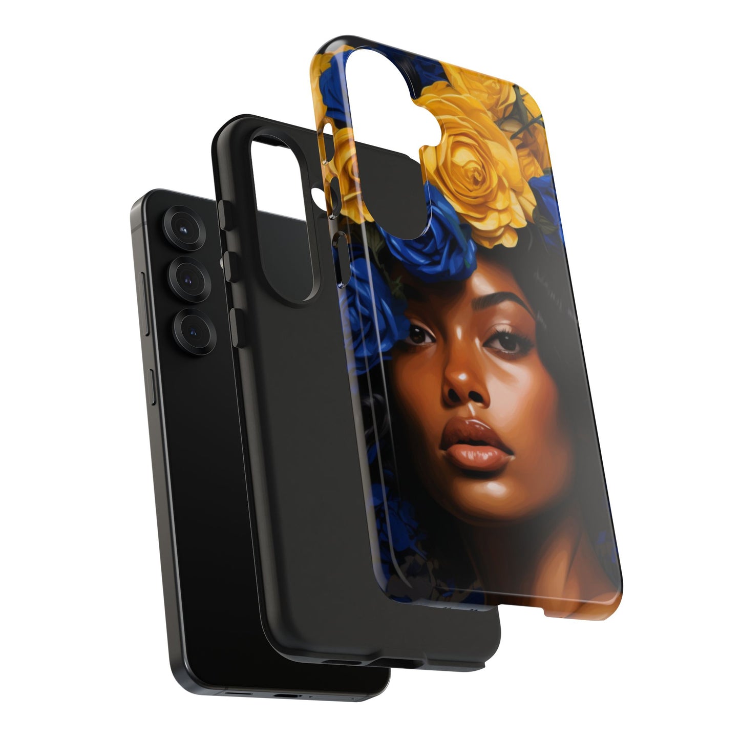 Stunning in Blue and Gold Beautiful Black Woman Tough Phone Case