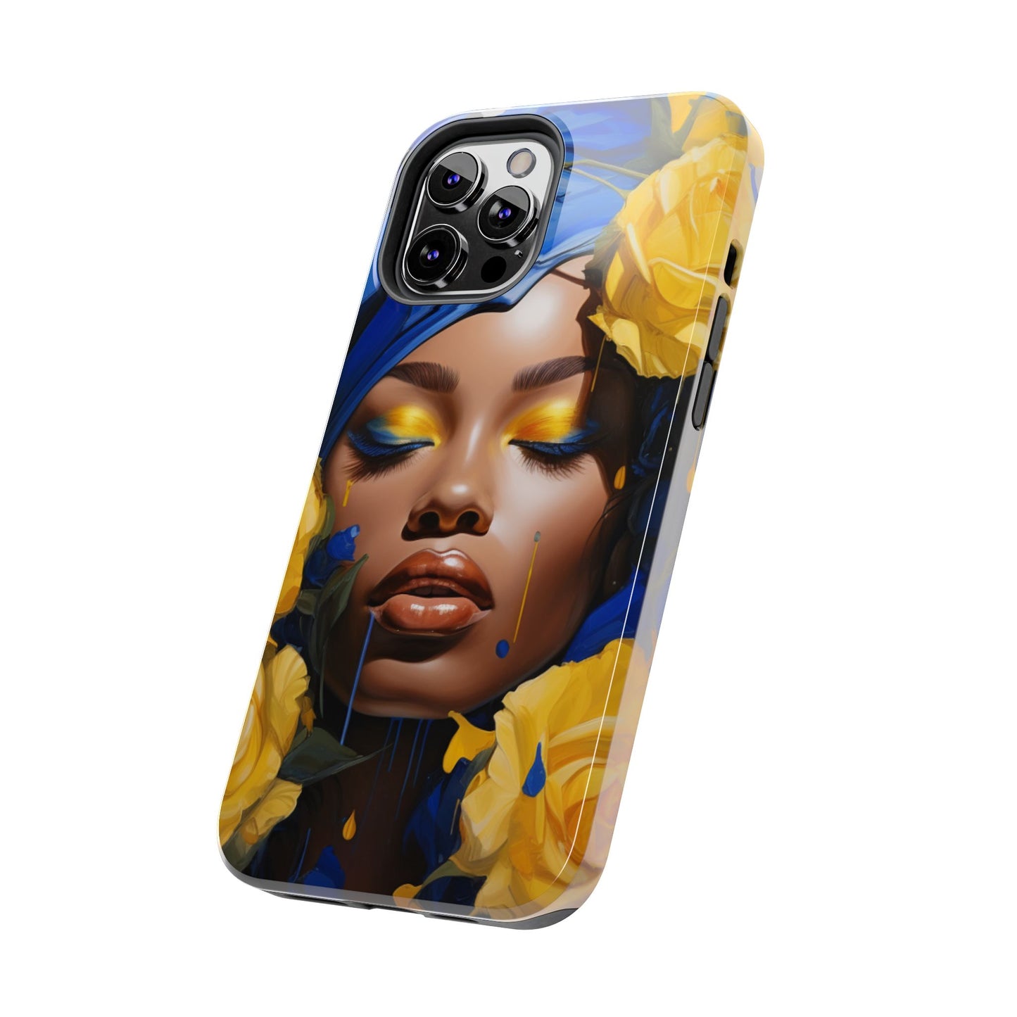 Stunning in Blue and Gold Beautiful Black Woman Tough Phone Case