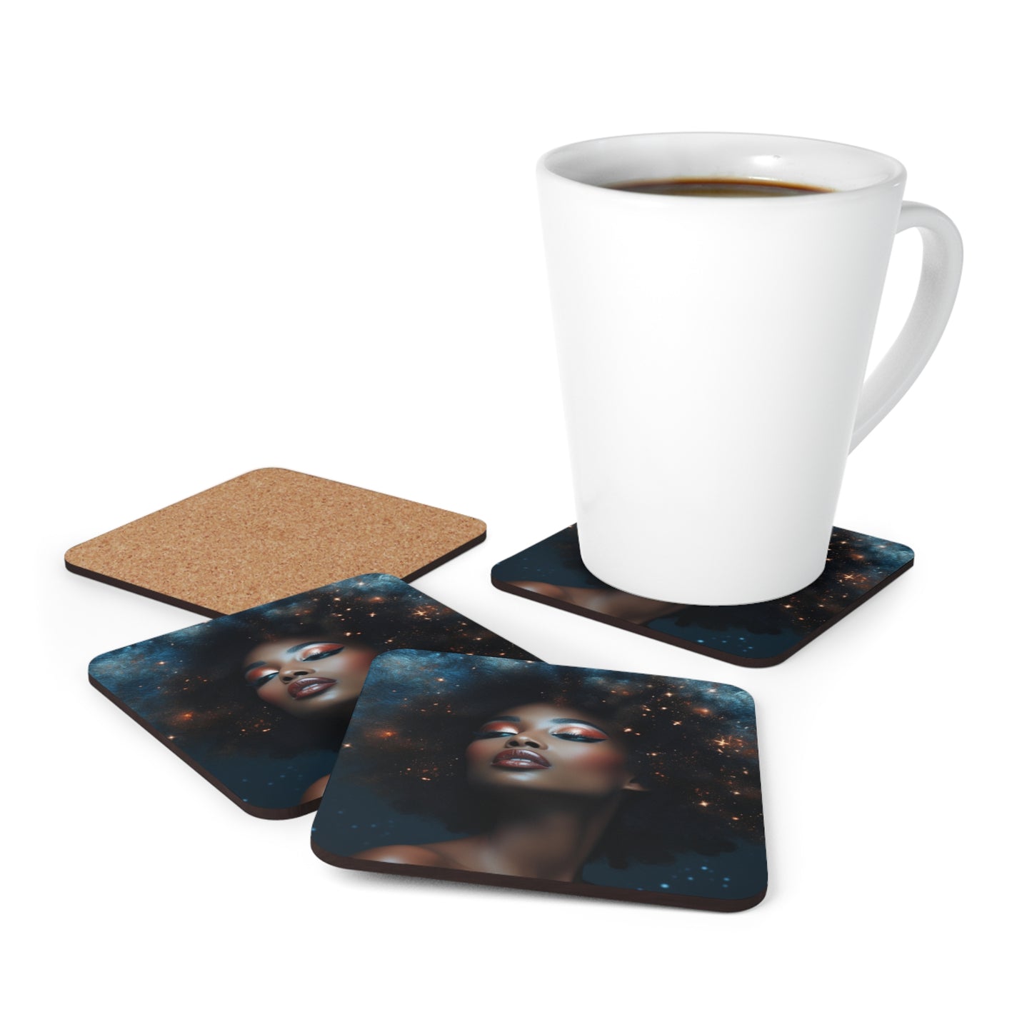 Futuristic Courageous Queen Corkwood Coaster Set of 4