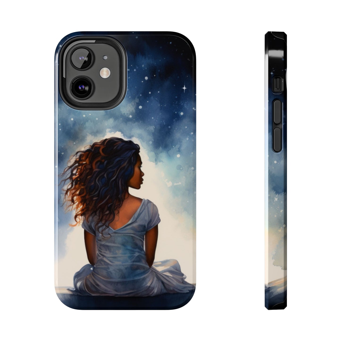 Beautiful Black Woman and Starry Night Tough Phone Case
