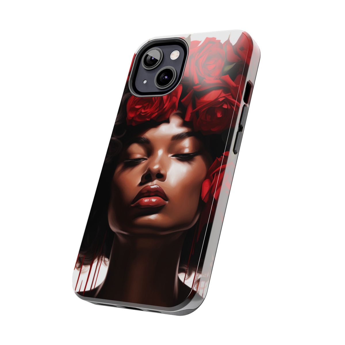 Beautiful Black Woman With Red Flowers Tough Phone Case