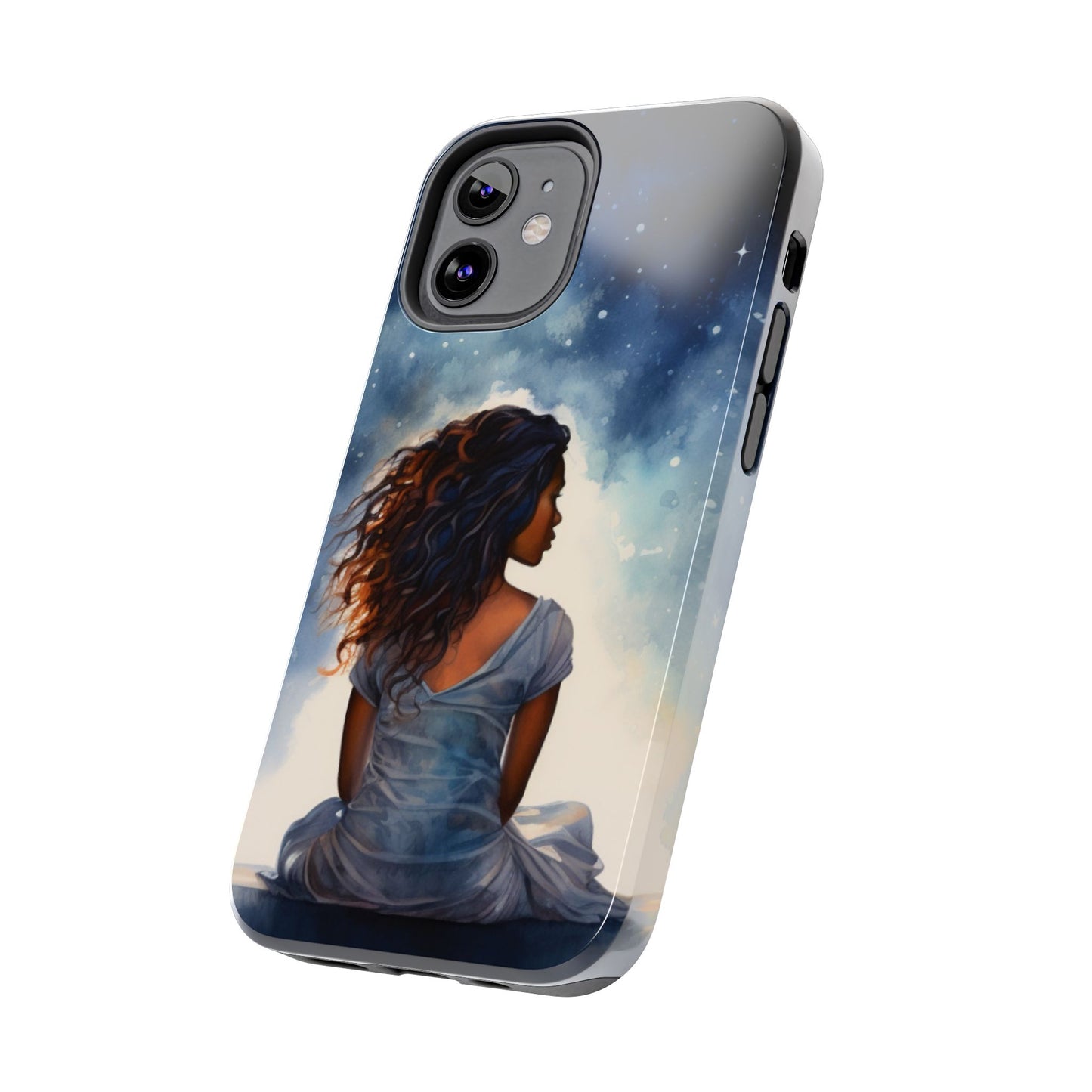 Beautiful Black Woman and Starry Night Tough Phone Case