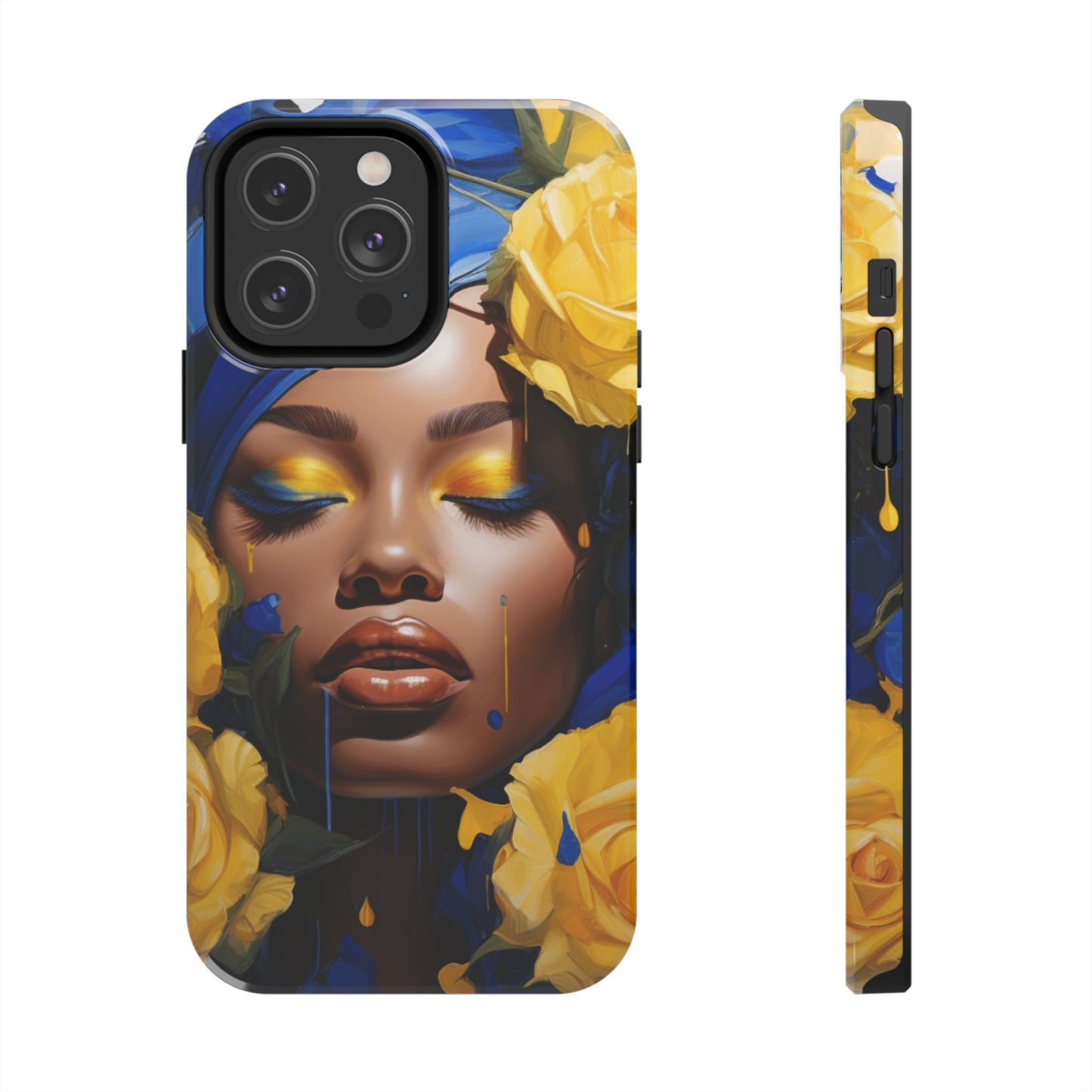Stunning in Blue and Gold Beautiful Black Woman Tough Phone Case