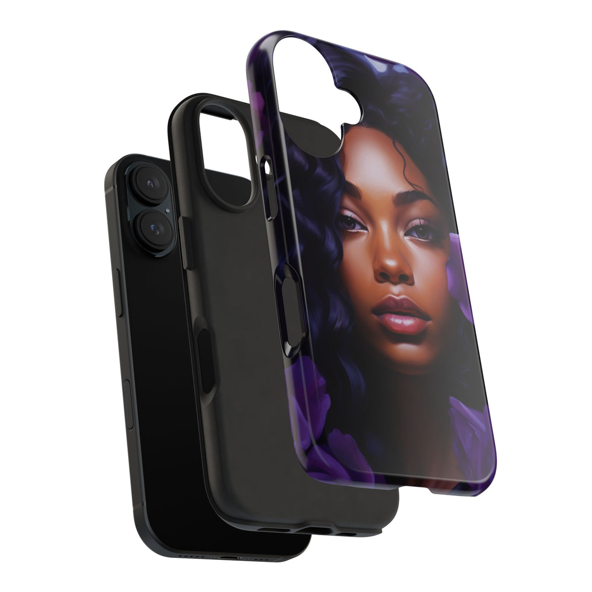 Beautiful Black Woman With Purple Flowers Tough Phone Case