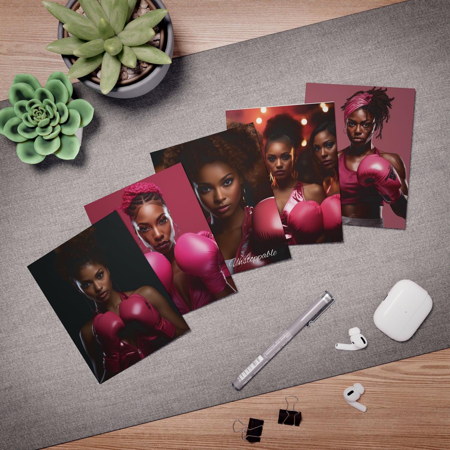 Breast Cancer Supporter/Survivor Greeting Cards (5-Pack:  included 3 - blank, 2 - support/encouragement)