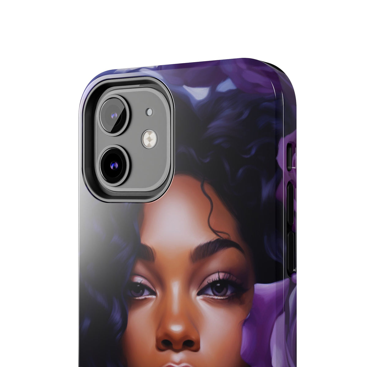 Beautiful Black Woman With Purple Flowers Tough Phone Case