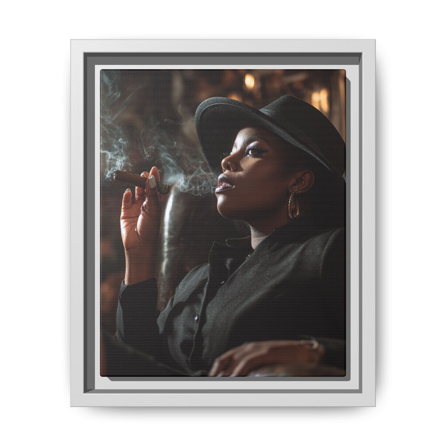 Classy Cigar Chic Canvas With Black Frame