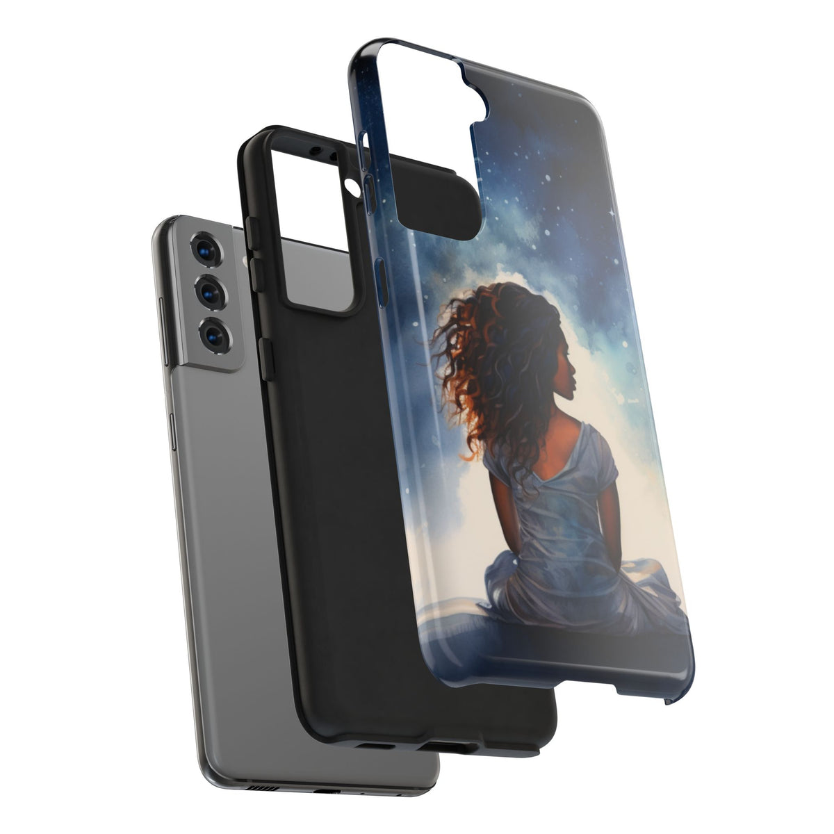 Beautiful Black Woman and Starry Night Tough Phone Case