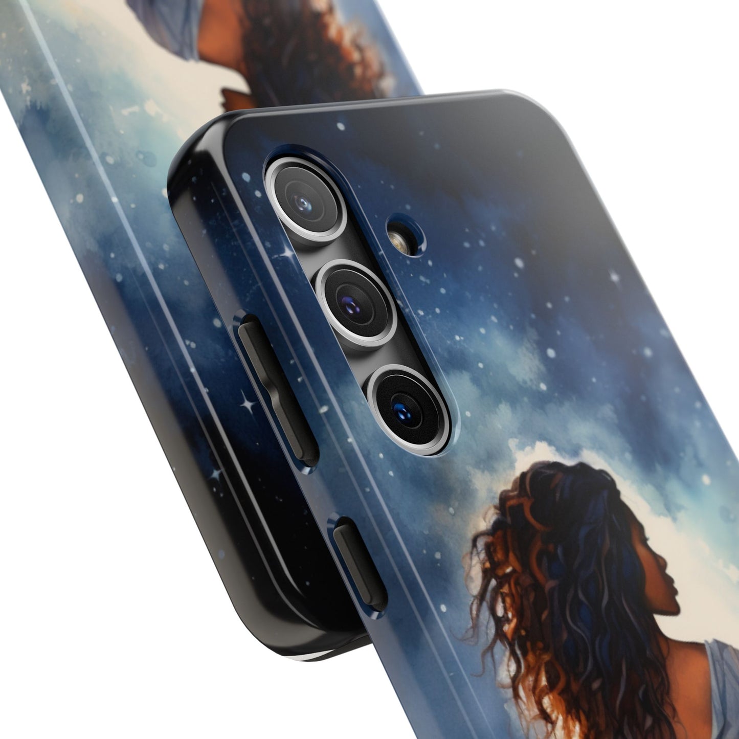 Beautiful Black Woman and Starry Night Tough Phone Case