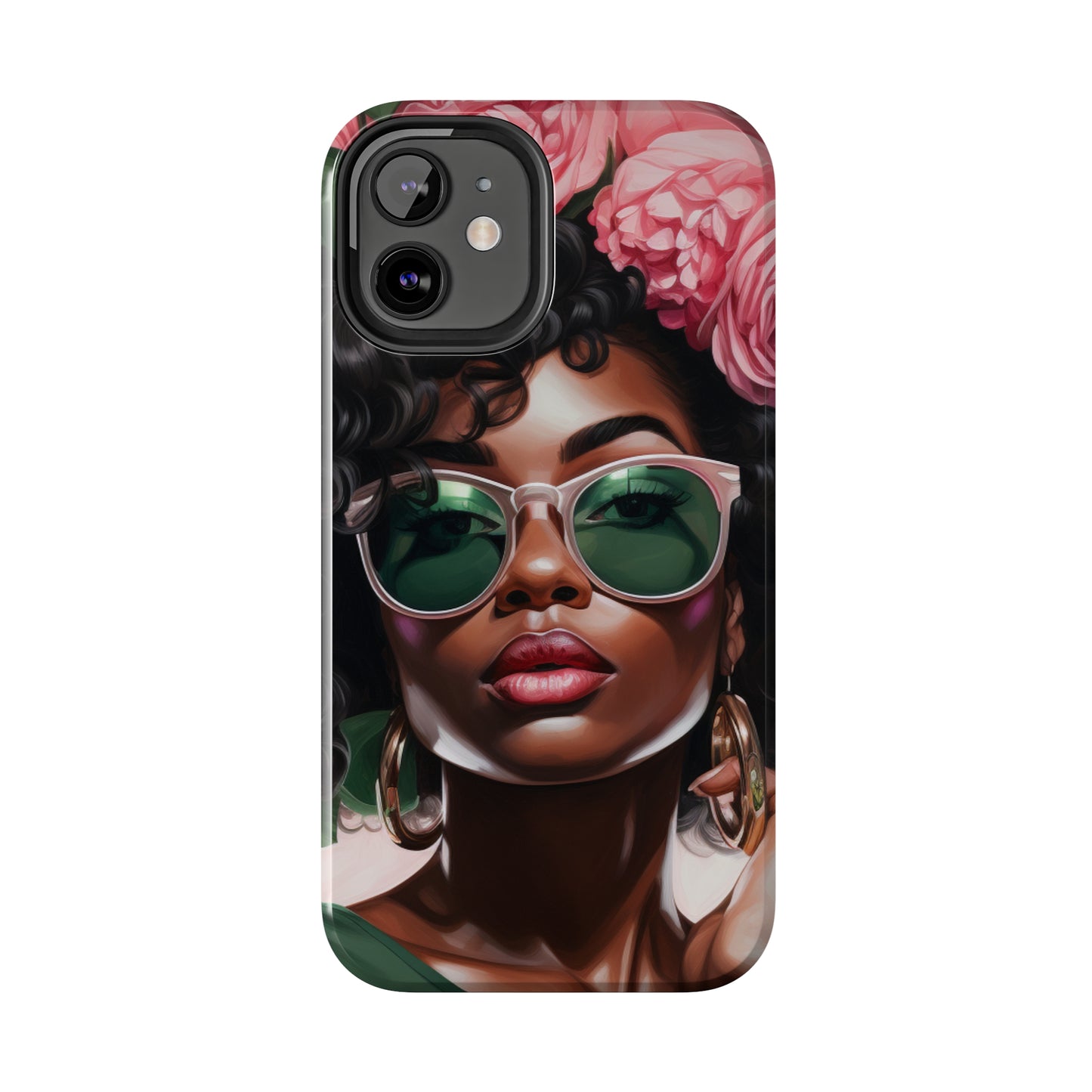 Pretty Black Woman With Pink Flowers Tough Case For iPhone  - #2