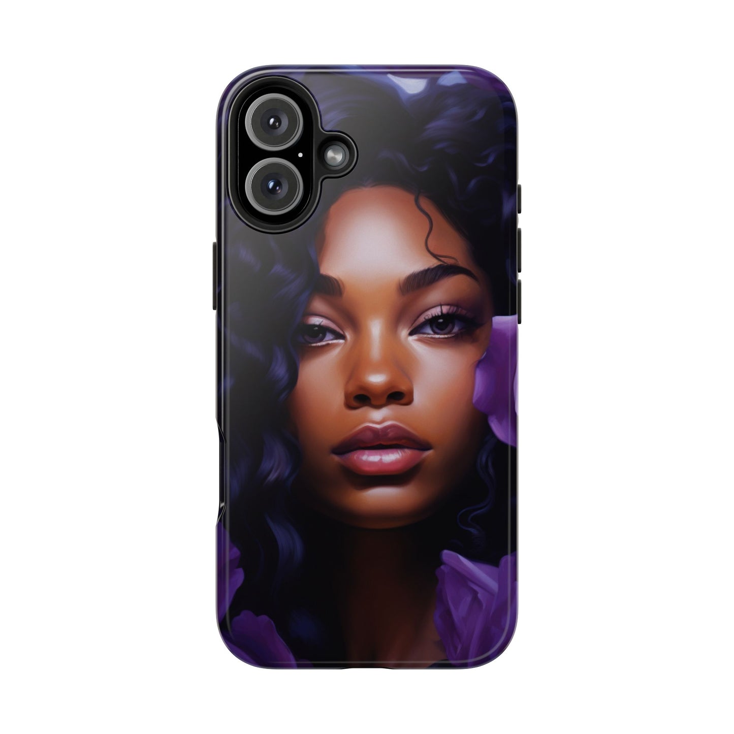 Beautiful Black Woman With Purple Flowers Tough Phone Case