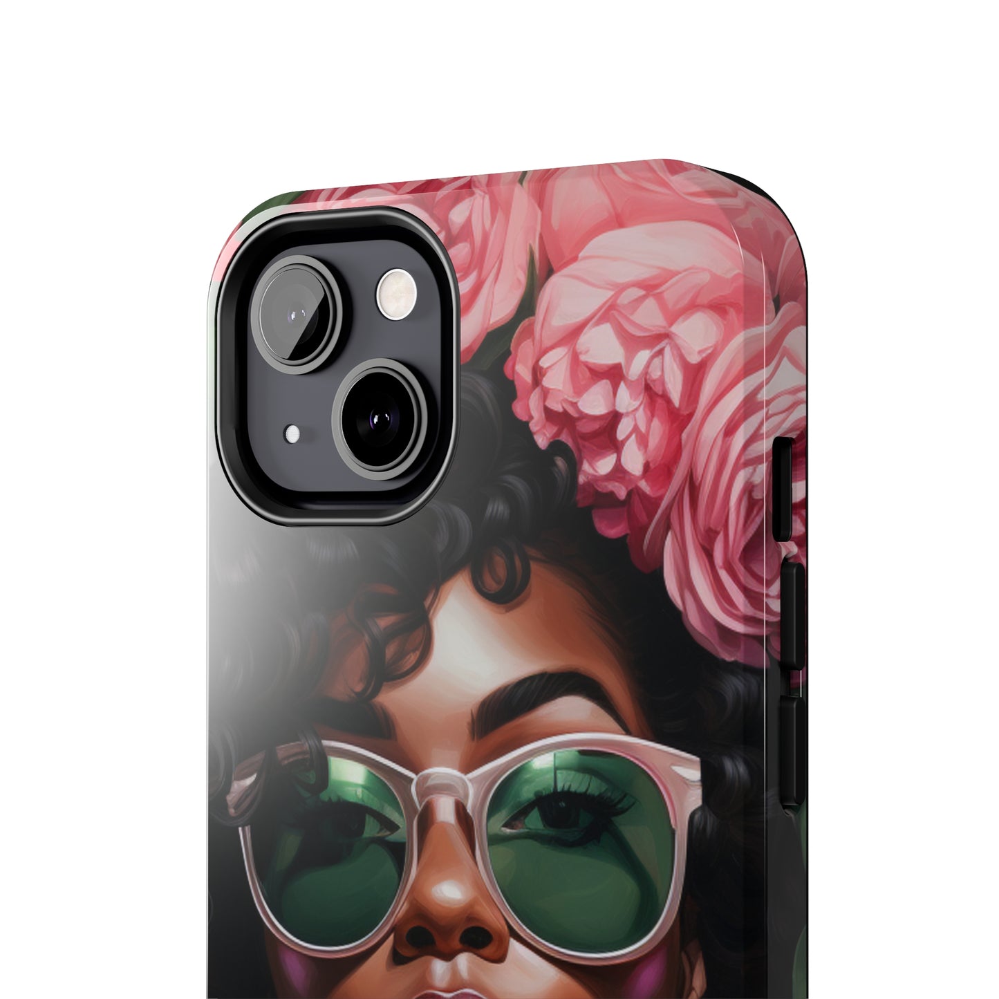 Pretty Black Woman With Pink Flowers Tough Case For iPhone  - #2