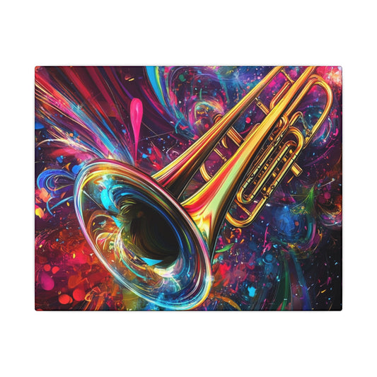 Vibrant Trumpet Canvas Art — Colorful Music Wall Decor